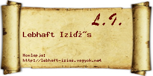Lebhaft Iziás névjegykártya